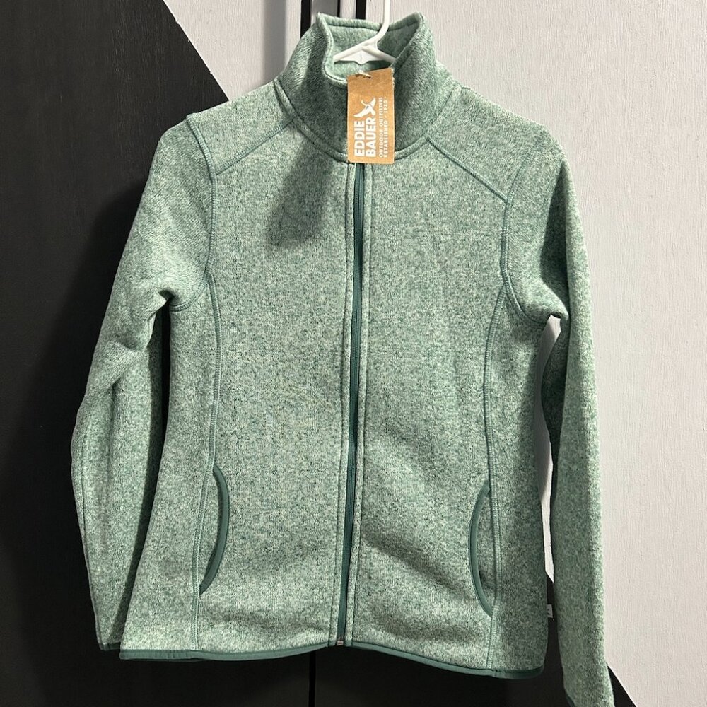 NWT Eddie Bauer Juniper Heathered Full Zip Sweater Fleece Jacket Women's XS‎